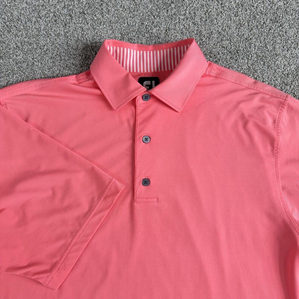 FootJoy Golf Performance Polo Shirt Mens Coral Pink Size Medium